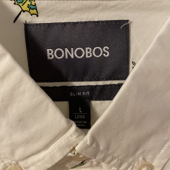 BONOBOS GREEN COCKTAIL UMBRELLAS RIVIERA SHORT SLEEVE SHIRT - Picture 2 of 5